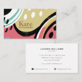 Abstracte kunstverf met een rendy penseel visitekaartje (Voorkant / Achterkant)