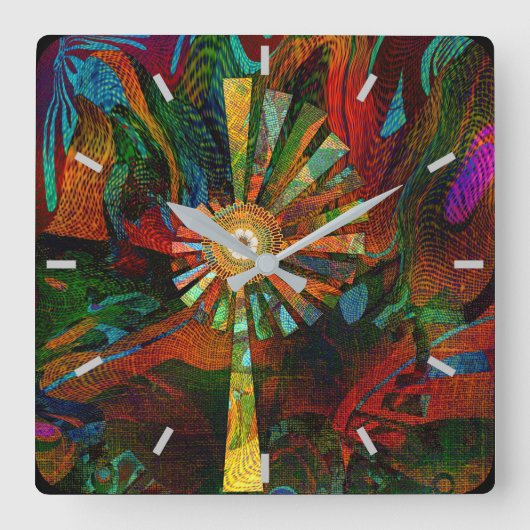 Abstracte kunstwandklok vierkante klok (Voorkant)