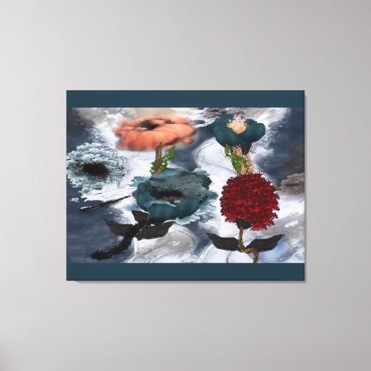 Abstracte KunstWaterverf Floral Canvas Afdruk (Voorkant)
