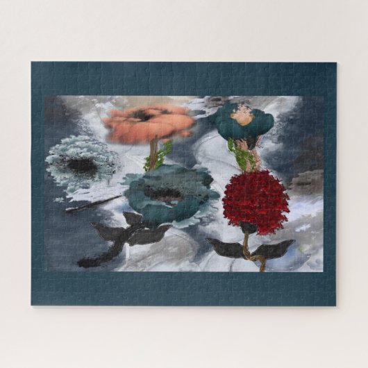 Abstracte KunstWaterverf Floral Legpuzzel (Horizontaal)