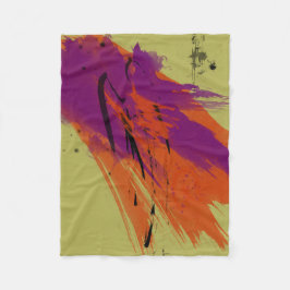 Abstracte kunstWaterverven Oranje Paars Groen Zwar Fleece Deken