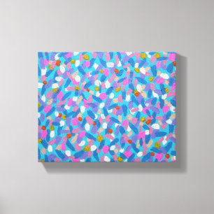 Abstracte kunstwerk van lente Blue Pastels Canvas Afdruk