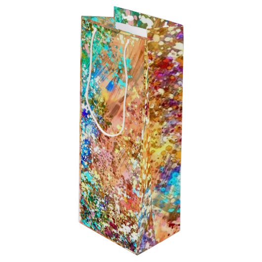 Abstracte kunstwijn — Gift Bag Wijn Cadeautas (Voorkant Gekanteld)