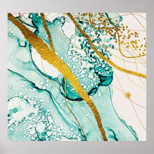 Abstracte kunstwolken: doorschijnende inkt poster (Voorkant)