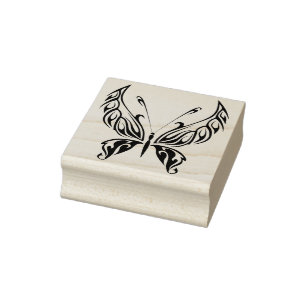 abstracte kunstzegel op basis van stamhout vlinder rubberstempel