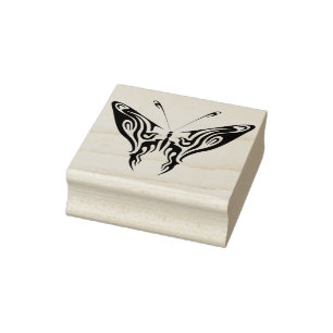 abstracte kunstzegel op basis van stamhout vlinder rubberstempel