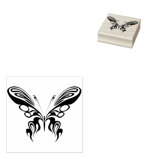 abstracte kunstzegel op basis van stamhout vlinder rubberstempel (Gestempeld)