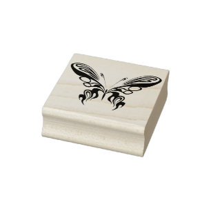 abstracte kunstzegel op basis van stamhout vlinder rubberstempel