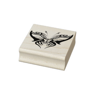 abstracte kunstzegel op basis van stamhout vlinder rubberstempel