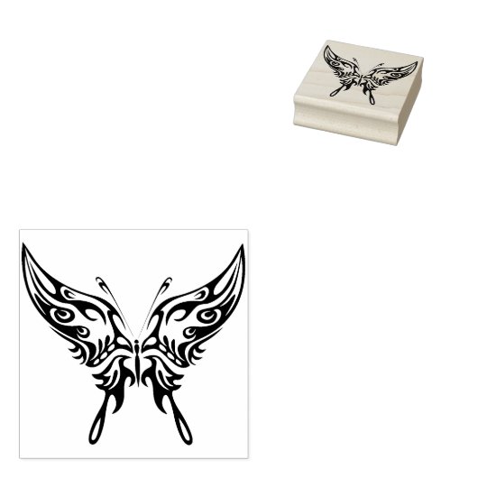 abstracte kunstzegel op basis van stamhout vlinder rubberstempel (Gestempeld)