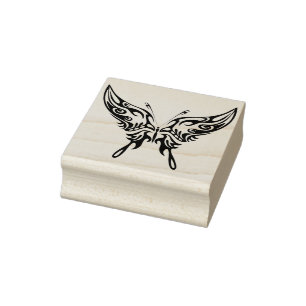 abstracte kunstzegel op basis van stamhout vlinder rubberstempel