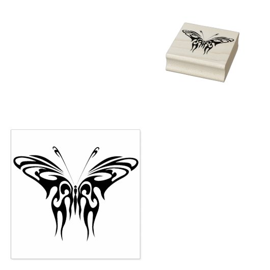 abstracte kunstzegel op basis van stamhout vlinder rubberstempel (Gestempeld)