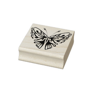 abstracte kunstzegel op basis van stamhout vlinder rubberstempel
