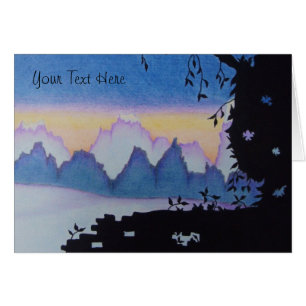 abstracte kunstzonsondergang over berglandschap