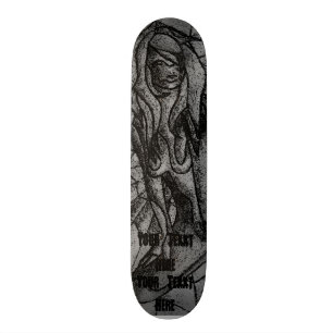 abstracte kunstzwarte en witte pootdame retro persoonlijk skateboard