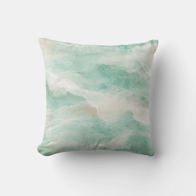  Abstracte kust Blauwgroen en zandstrand Kussen (Voorkant)