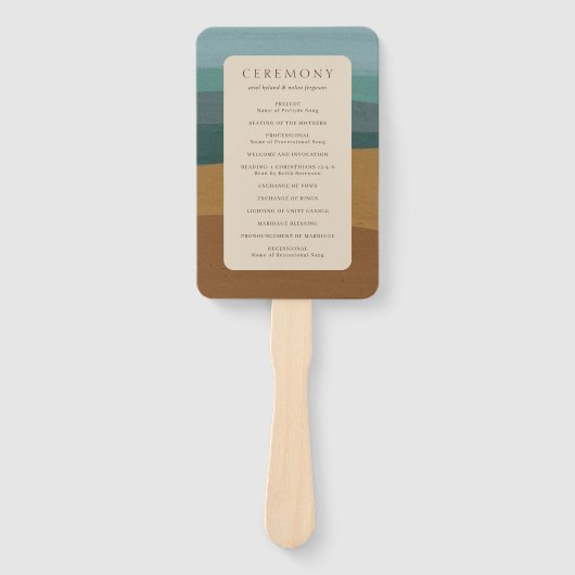 Abstracte kust chique moderne bruiloft handwaaier (Voorkant)