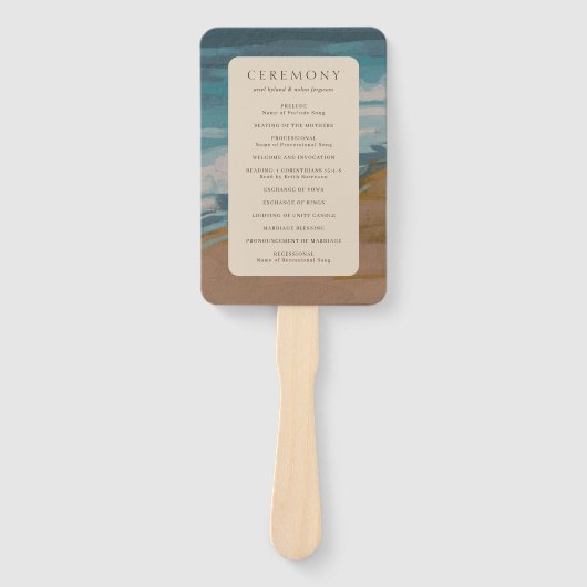 Abstracte kust chique moderne bruiloft handwaaier (Voorkant)
