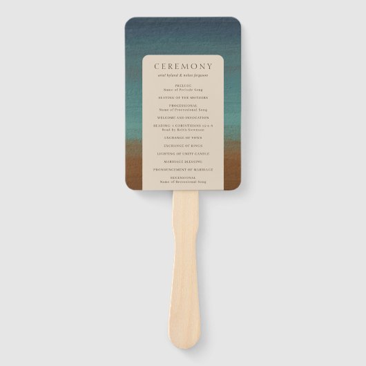 Abstracte kust chique moderne bruiloft handwaaier (Voorkant)