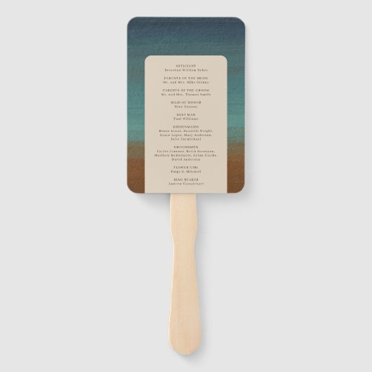 Abstracte kust chique moderne bruiloft handwaaier (Achterkant)