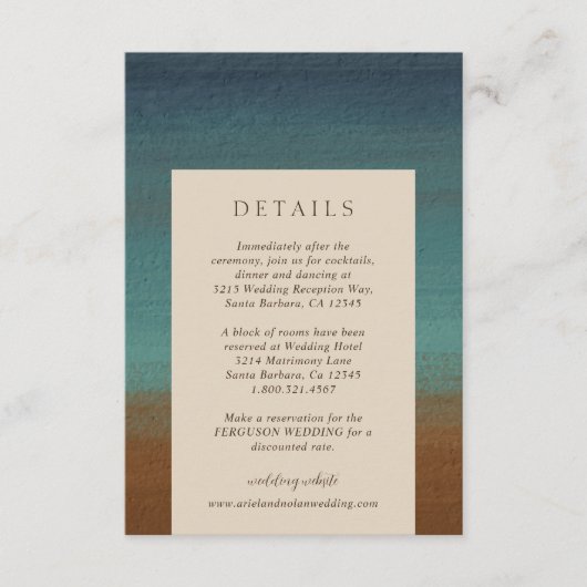 Abstracte kust chique moderne bruiloft informatiekaartje (Voorkant)