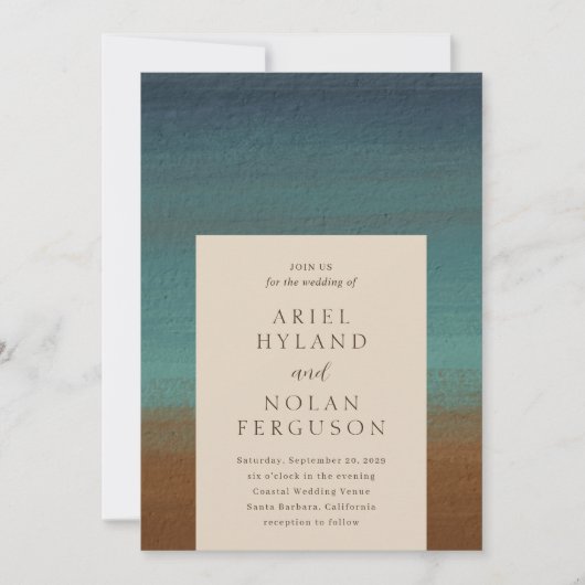 Abstracte kust chique moderne bruiloft kaart (Voorkant)