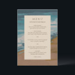 Abstracte kust chique moderne bruiloft menu<br><div class="desc">Modern huwelijksmenu met uw dinermenu op een abstracte kustachtergrond.</div>