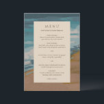 Abstracte kust chique moderne bruiloft menu<br><div class="desc">Modern huwelijksmenu met uw dinermenu op een abstracte kustachtergrond.</div>