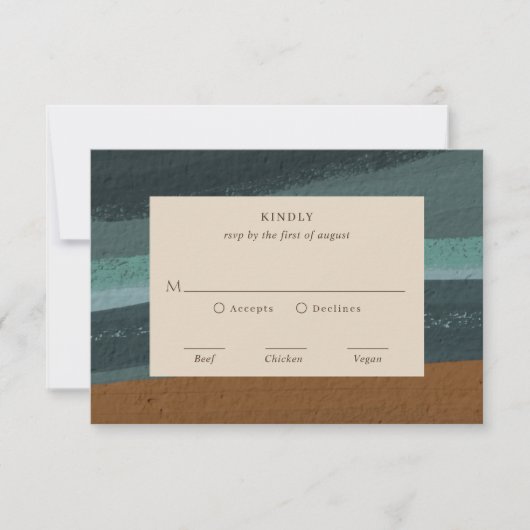 Abstracte kust chique moderne bruiloft RSVP kaartje (Voorkant)