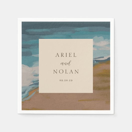 Abstracte kust chique moderne bruiloft servet (Voorkant)