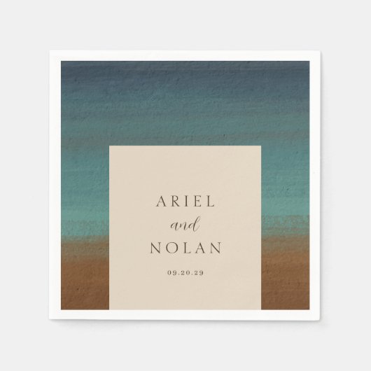 Abstracte kust chique moderne bruiloft servet (Voorkant)