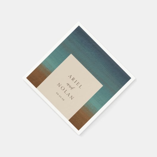 Abstracte kust chique moderne bruiloft servet (Hoek)