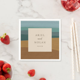 Abstracte kust chique moderne bruiloft servet