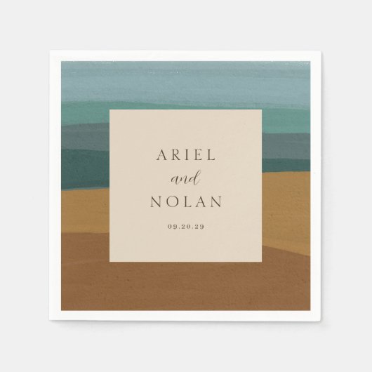 Abstracte kust chique moderne bruiloft servet (Voorkant)