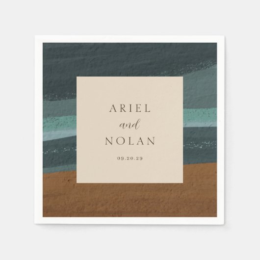 Abstracte kust chique moderne bruiloft servet (Voorkant)