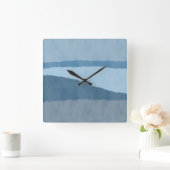 Abstracte kustschelpen van de blauwe muur vierkante klok (Huis)