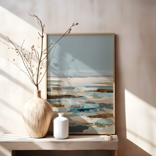 Abstracte kustschildering canvas afdruk