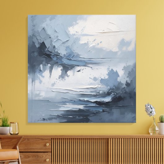 Abstracte Kustsereniteit – Textured Ocean & Sky i Canvas Afdruk (Insitu (Woonkamer))