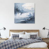 Abstracte Kustsereniteit – Textured Ocean & Sky i Canvas Afdruk (Insitu (Slaapkamer))
