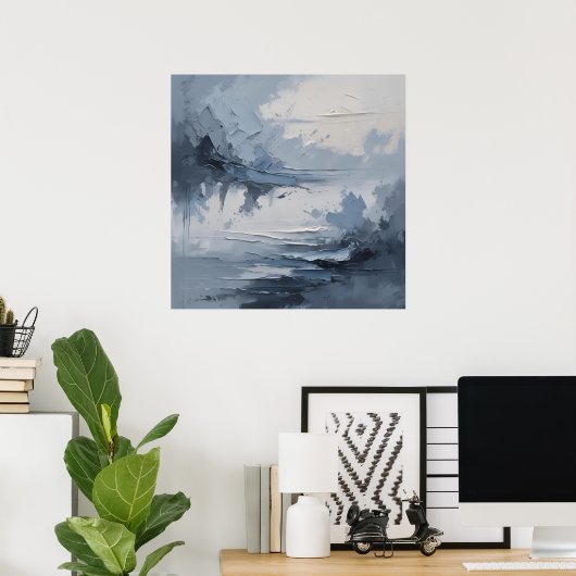 Abstracte Kustsereniteit – Textured Ocean & Sky i Poster (Thuiskantoor)