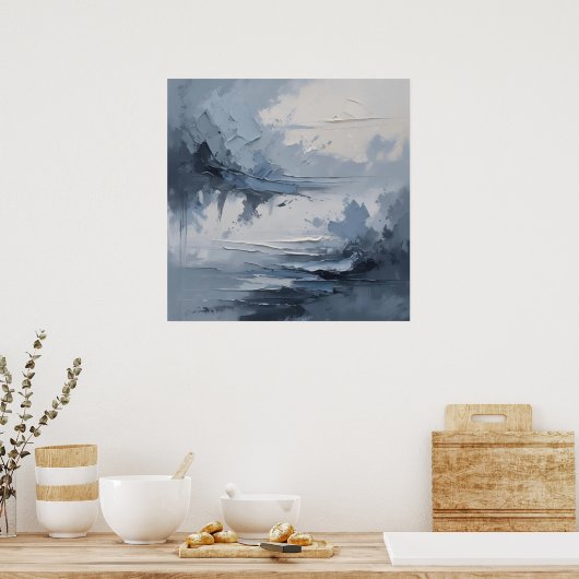 Abstracte Kustsereniteit – Textured Ocean & Sky i Poster (Keuken)