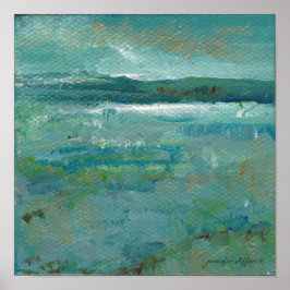 Abstracte kustverf in de oceaan poster