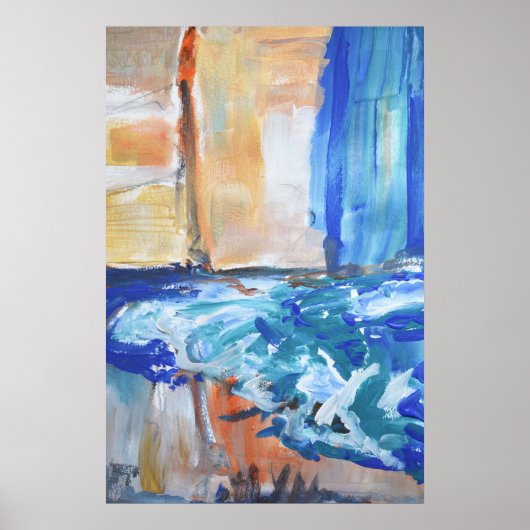 Abstracte Kustwaterval Poster (Voorkant)