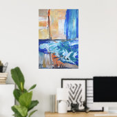 Abstracte Kustwaterval Poster (Thuiskantoor)