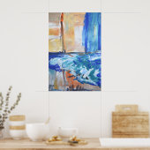 Abstracte Kustwaterval Poster (Keuken)