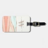 Abstracte kustWaterverf met naam en monogram Bagagelabel (Voorkant horizontaal)