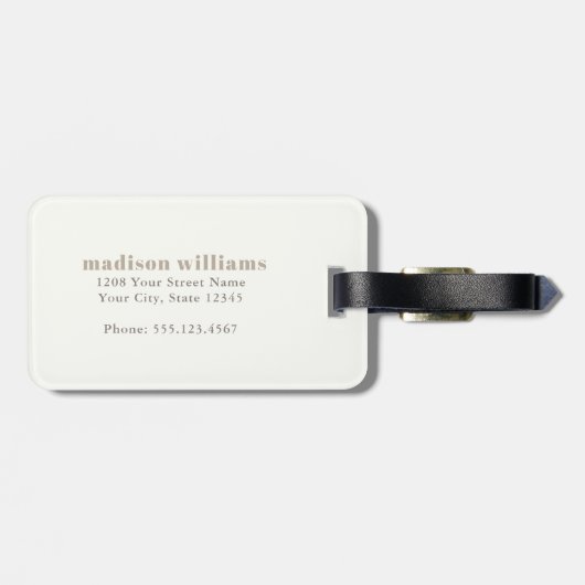 Abstracte kustWaterverf met naam en monogram Bagagelabel (Achterkant horizontaal)