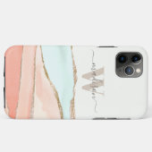 Abstracte kustWaterverf met naam en monogram Case-Mate iPhone Case (Achterkant (horizontaal))