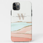 Abstracte kustWaterverf met naam en monogram Case-Mate iPhone Case (Achterkant)