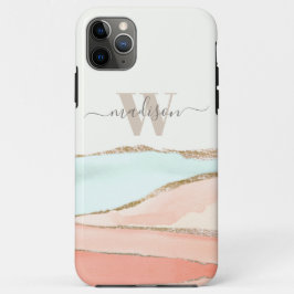 Abstracte kustWaterverf met naam en monogram Case-Mate iPhone Case